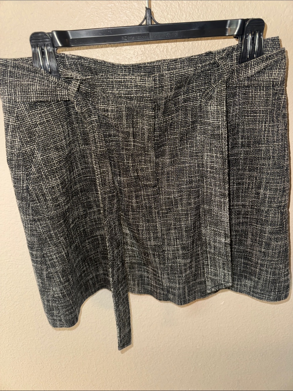 LOFT Black and White Tweed Tie-Front Mini Skirt